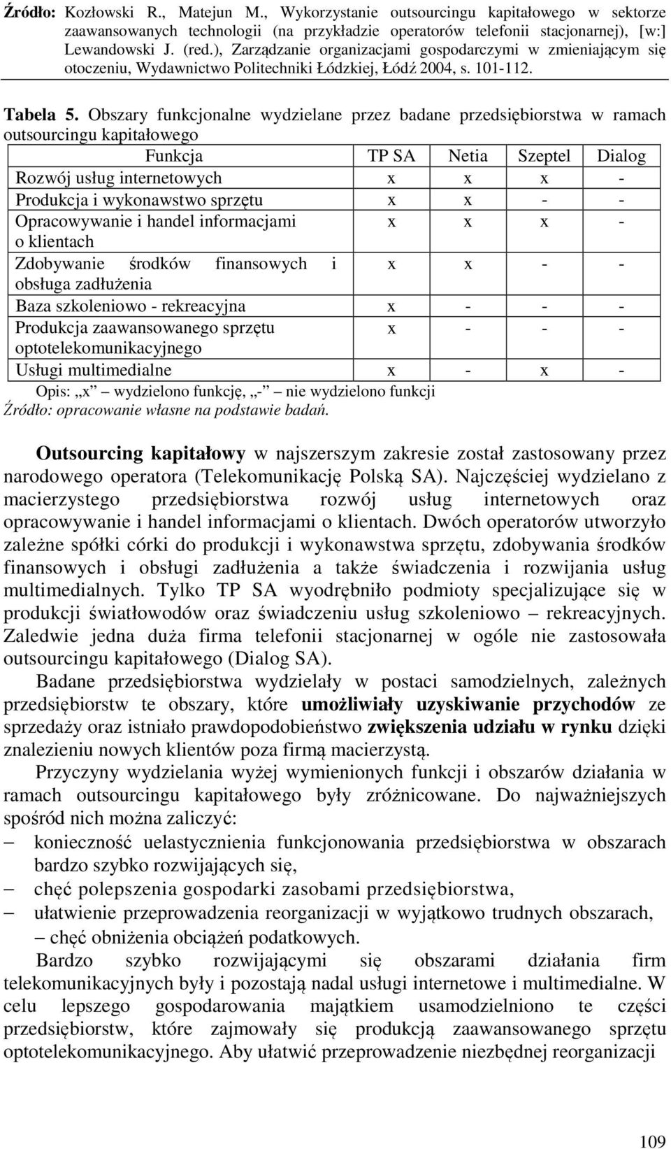 x x - - Opracowywanie i handel informacjami x x x - o klientach Zdobywanie środków finansowych i x x - - obsługa zadłużenia Baza szkoleniowo - rekreacyjna x - - - Produkcja zaawansowanego sprzętu x -