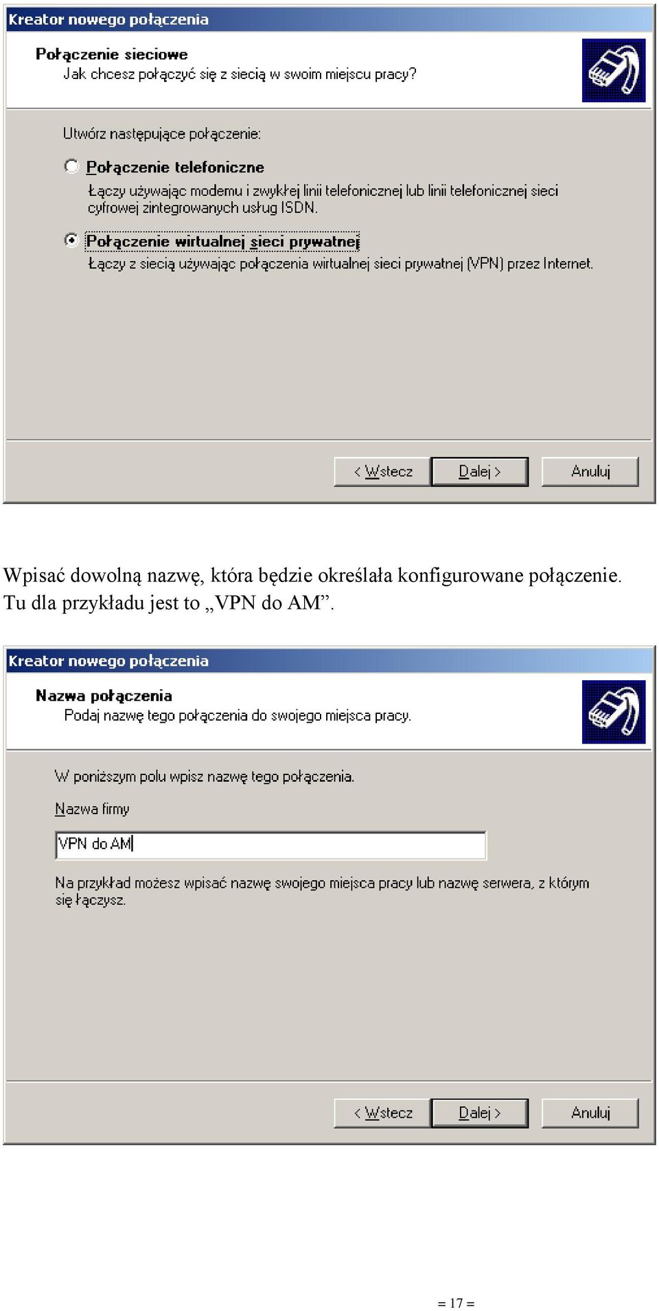 konfigurowane połączenie.