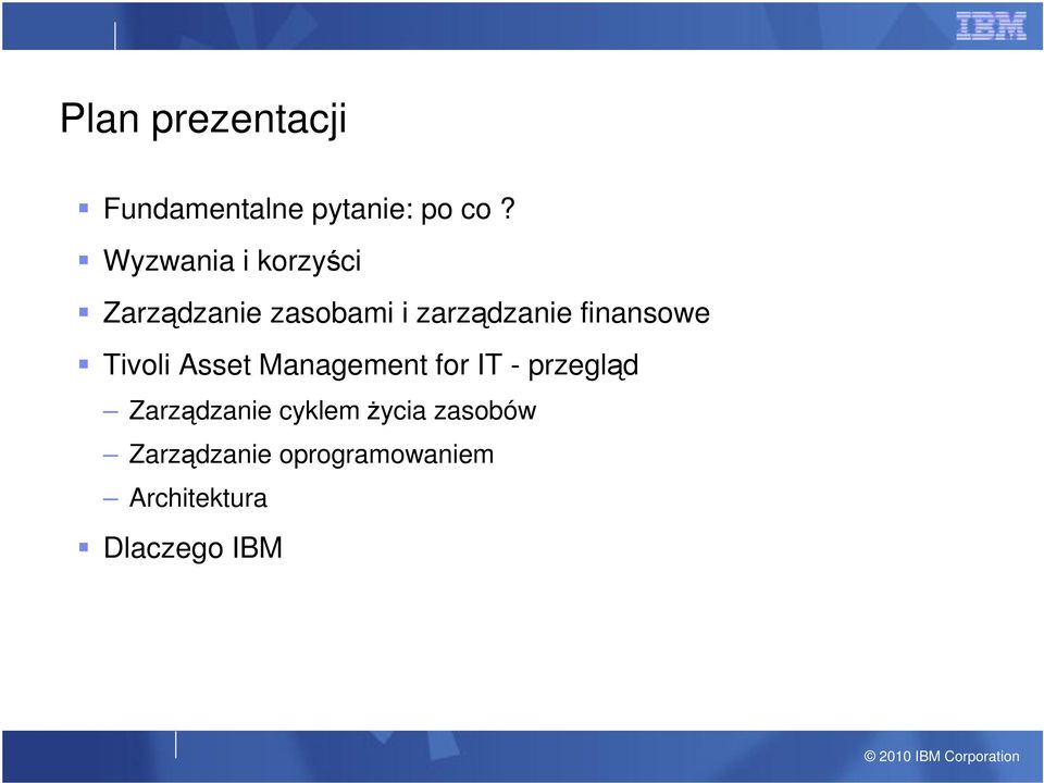 finansowe Tivoli Asset Management for IT - przegląd