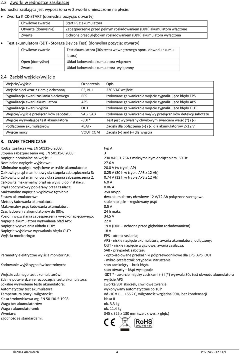 (domyślna pozycja: otwarty) Chwilowe zwarcie Open (domyślne) Zwarte 2.