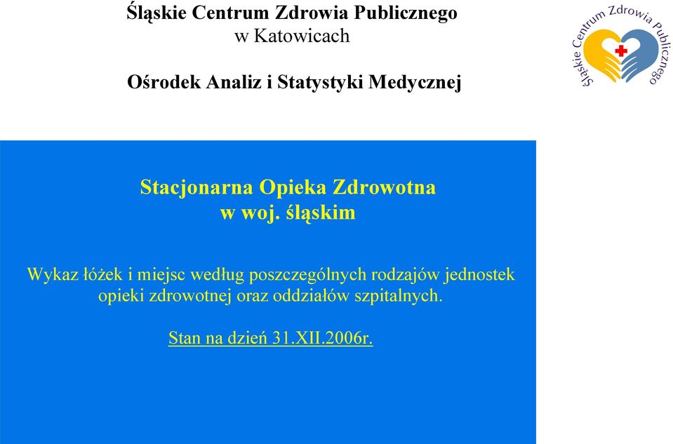 śląskim Wykaz łóżek i miejsc według poszczególnych rodzajów