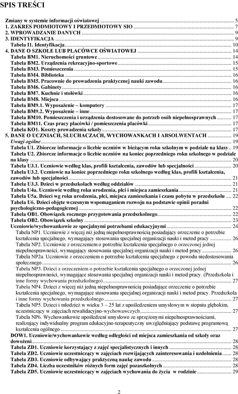 .. 16 Tabela BM5. Pracownie do prowadzenia praktycznej nauki zawodu... 16 Tabela BM6. Gabinety... 16 Tabela BM7. Kuchnie i stołówki... 16 Tabela BM8. Miejsca... 16 Tabela BM9.1. Wyposażenie komputery.