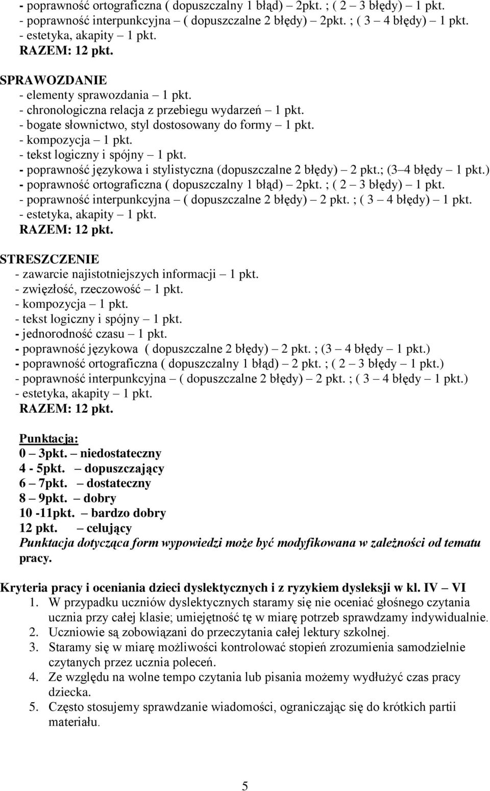 - poprawność językowa i stylistyczna (dopuszczalne 2 błędy) 2 pkt.; (3 4 błędy 1 pkt.) - poprawność ortograficzna ( dopuszczalny 1 błąd) 2pkt. ; ( 2 3 błędy) 1 pkt.