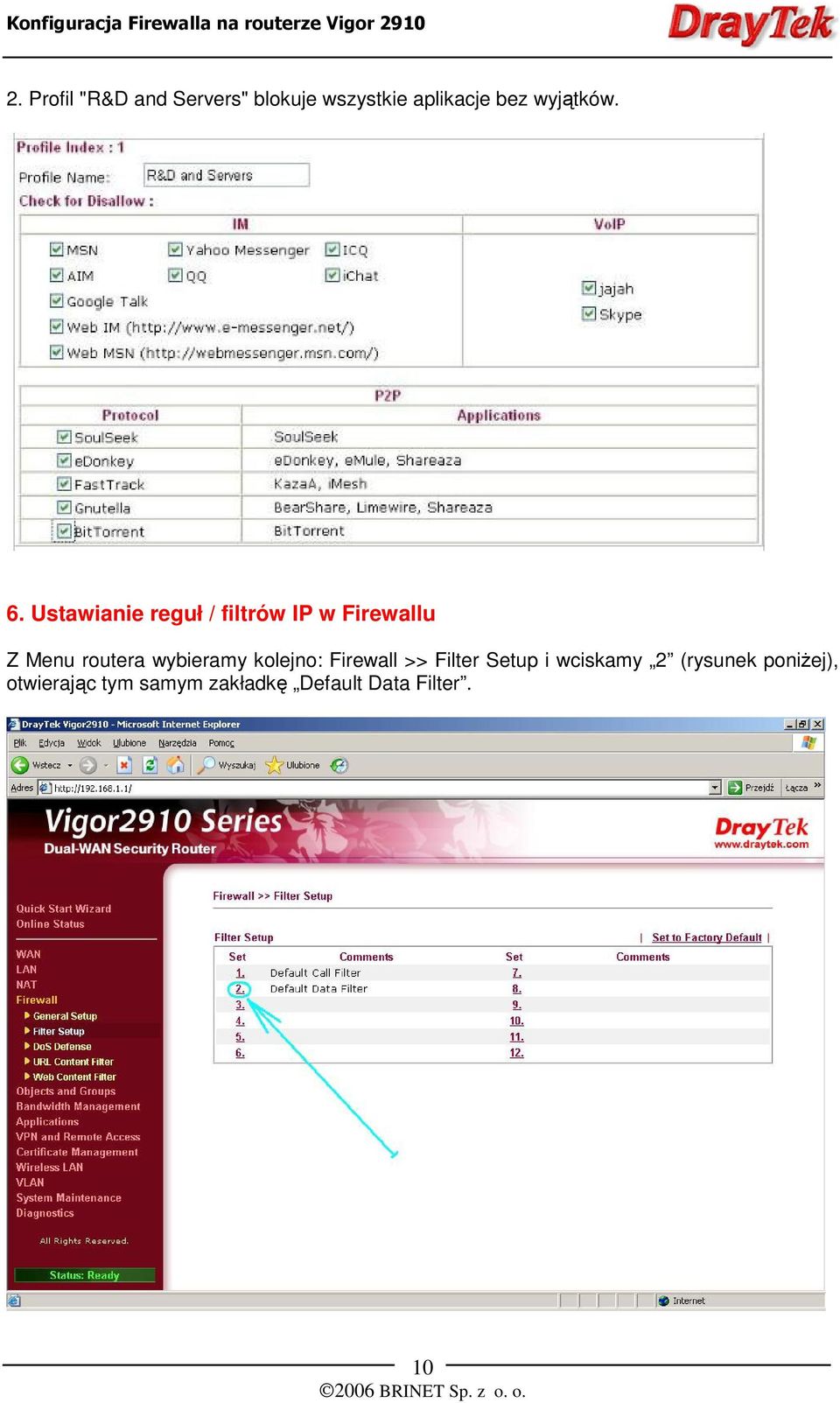 Ustawianie reguł / filtrów IP w Firewallu Z Menu routera