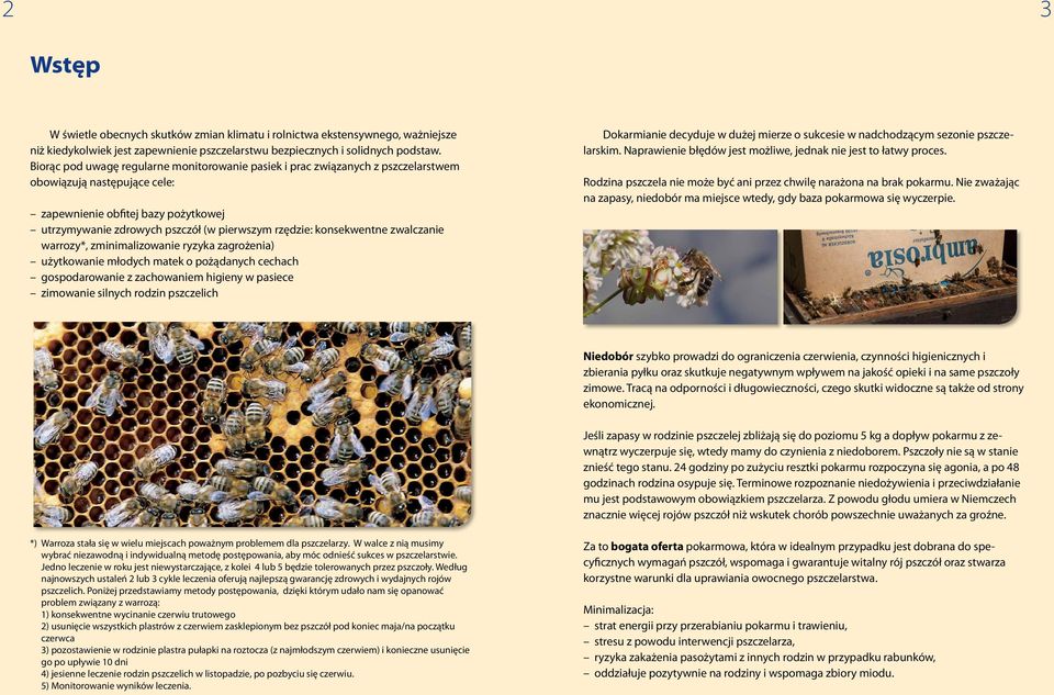 konsekwentne zwalczanie warrozy*, zminimalizowanie ryzyka zagrożenia) użytkowanie młodych matek o pożądanych cechach gospodarowanie z zachowaniem higieny w pasiece zimowanie silnych rodzin pszczelich