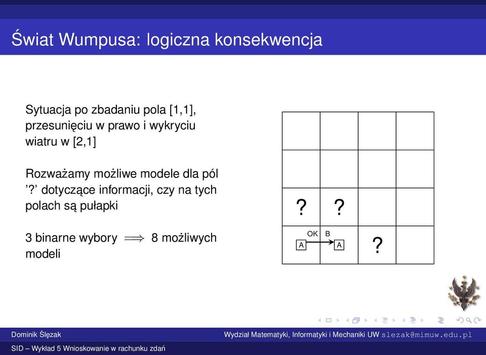 Rozważamy możliwe modele dla pól?