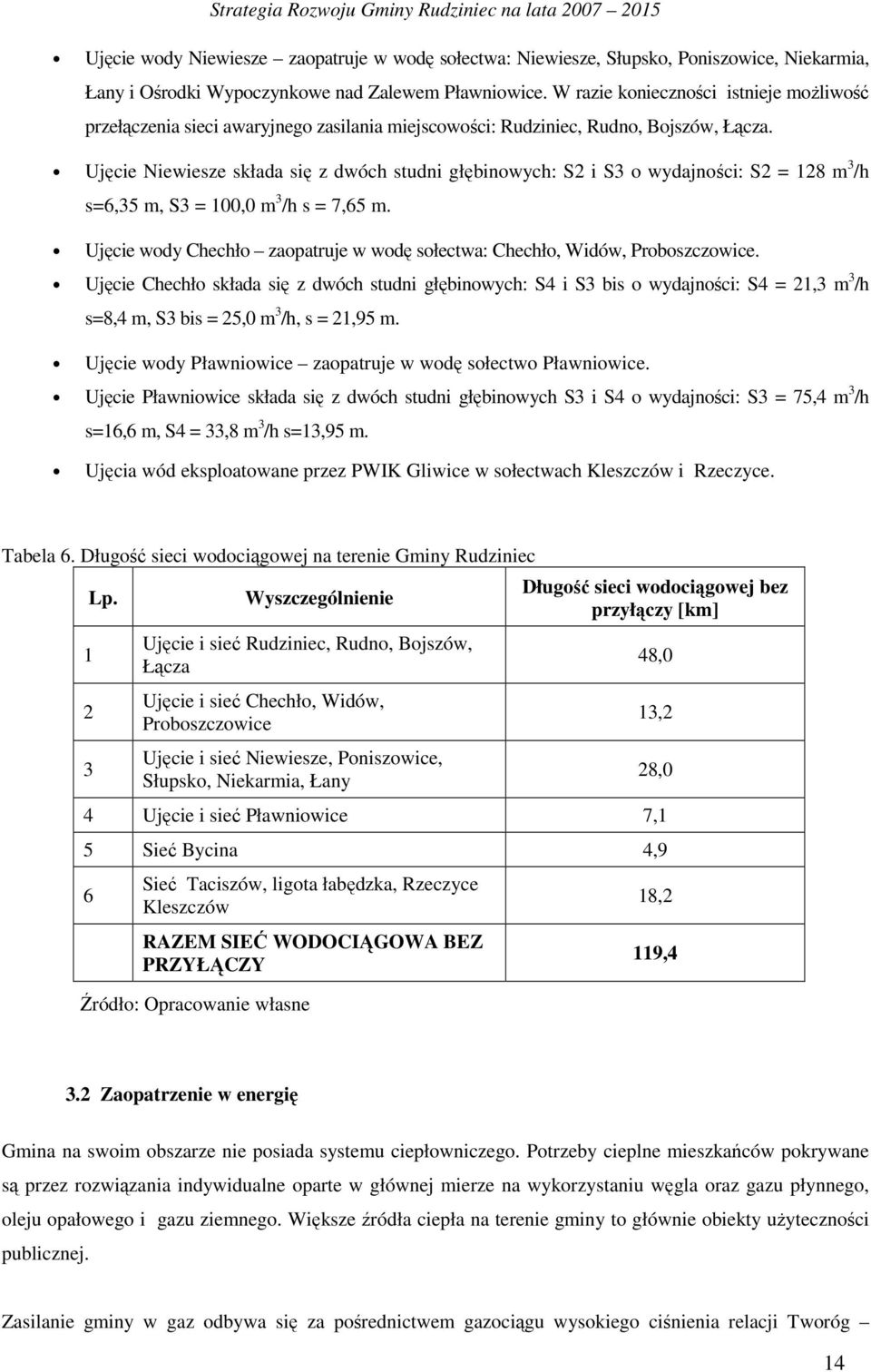 Ujęcie Niewiesze składa się z dwóch studni głębinowych: S2 i S3 o wydajności: S2 = 128 m 3 /h s=6,35 m, S3 = 100,0 m 3 /h s = 7,65 m.