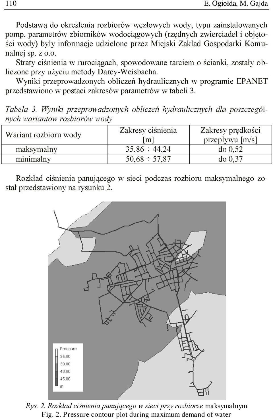 Zakład Gospodarki Komunalnej sp. z o.o. Straty ciśnienia w rurociągach, spowodowane tarciem o ścianki, zostały obliczone przy użyciu metody Darcy-Weisbacha.