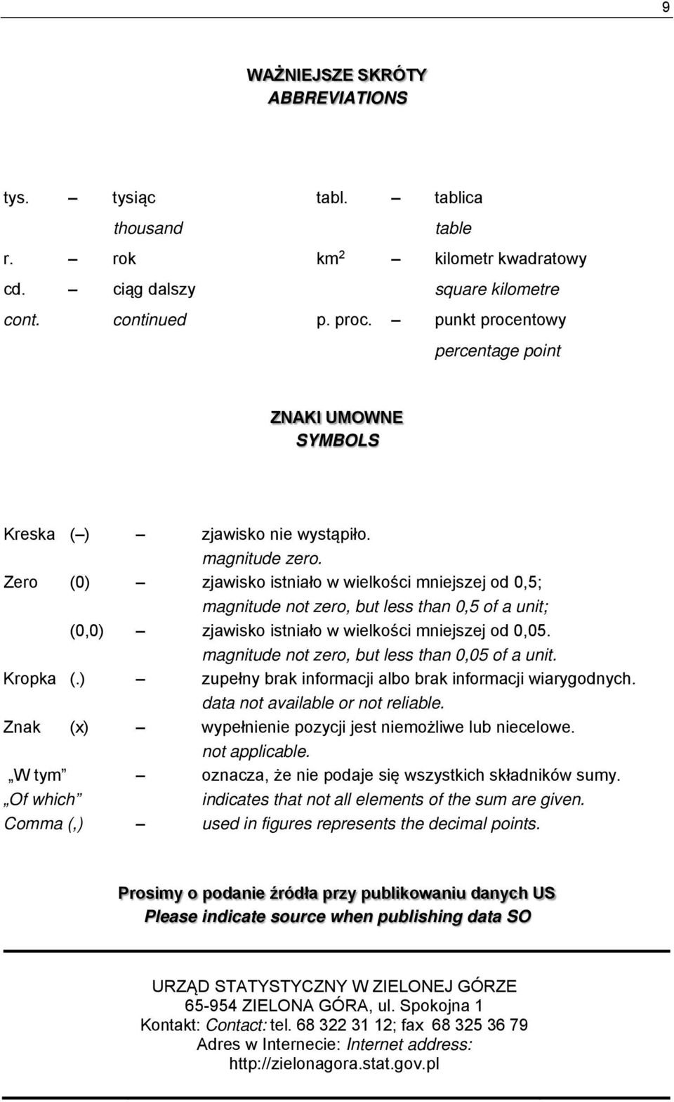 Zero (0) zjawisko istniało w wielkości mniejszej od 0,5; magnitude not zero, but less than 0,5 of a unit; (0,0) zjawisko istniało w wielkości mniejszej od 0,05.