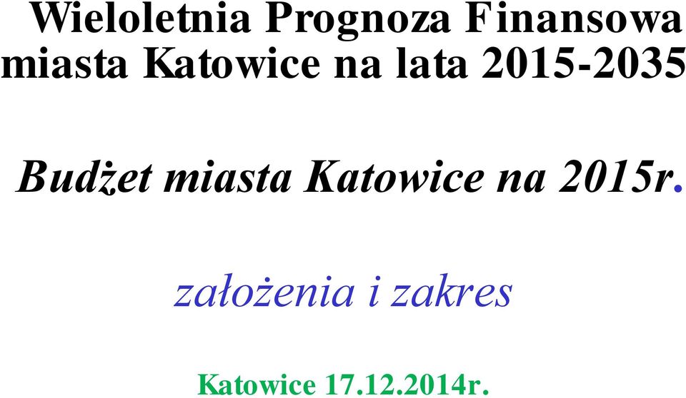 Budżet miasta Katowice na 2015r.