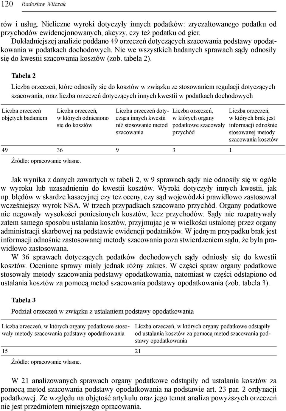 Nie we wszystkich badanych sprawach sądy odnosiły się do kwestii szacowania kosztów (zob. tabela 2).