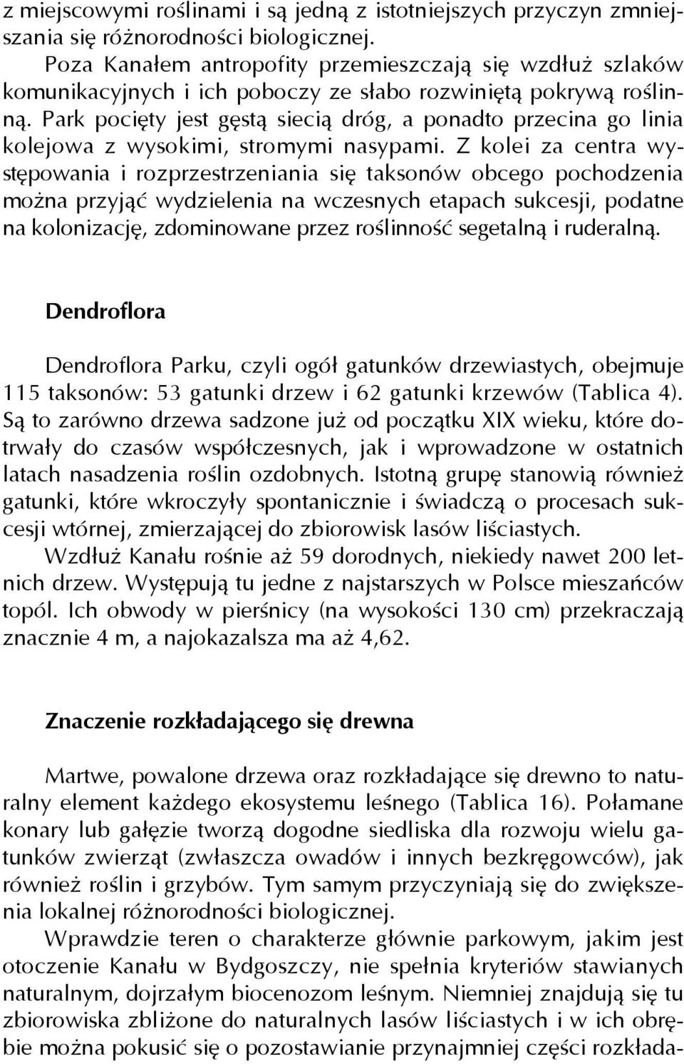 Park pocięty jest gęstą siecią dróg, a ponadto przecina go linia kolejowa z wysokimi, stromymi nasypami.