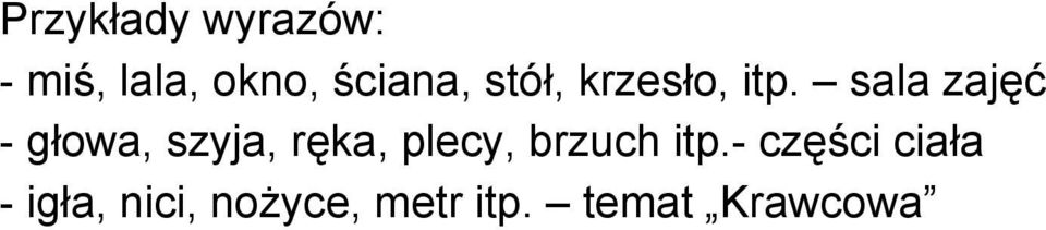 sala zajęć - głowa, szyja, ręka, plecy,