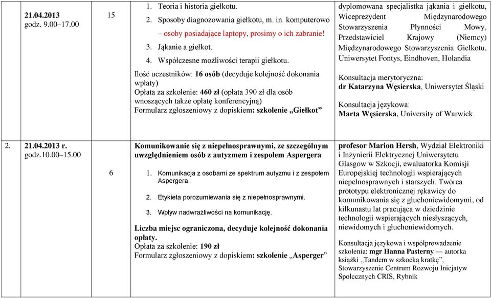 dyplomowana specjalistka jąkania i giełkotu, Wiceprezydent Międzynarodowego Stowarzyszenia Płynności Mowy, Przedstawiciel Krajowy (Niemcy) Międzynarodowego Stowarzyszenia Gielkotu, Uniwersytet