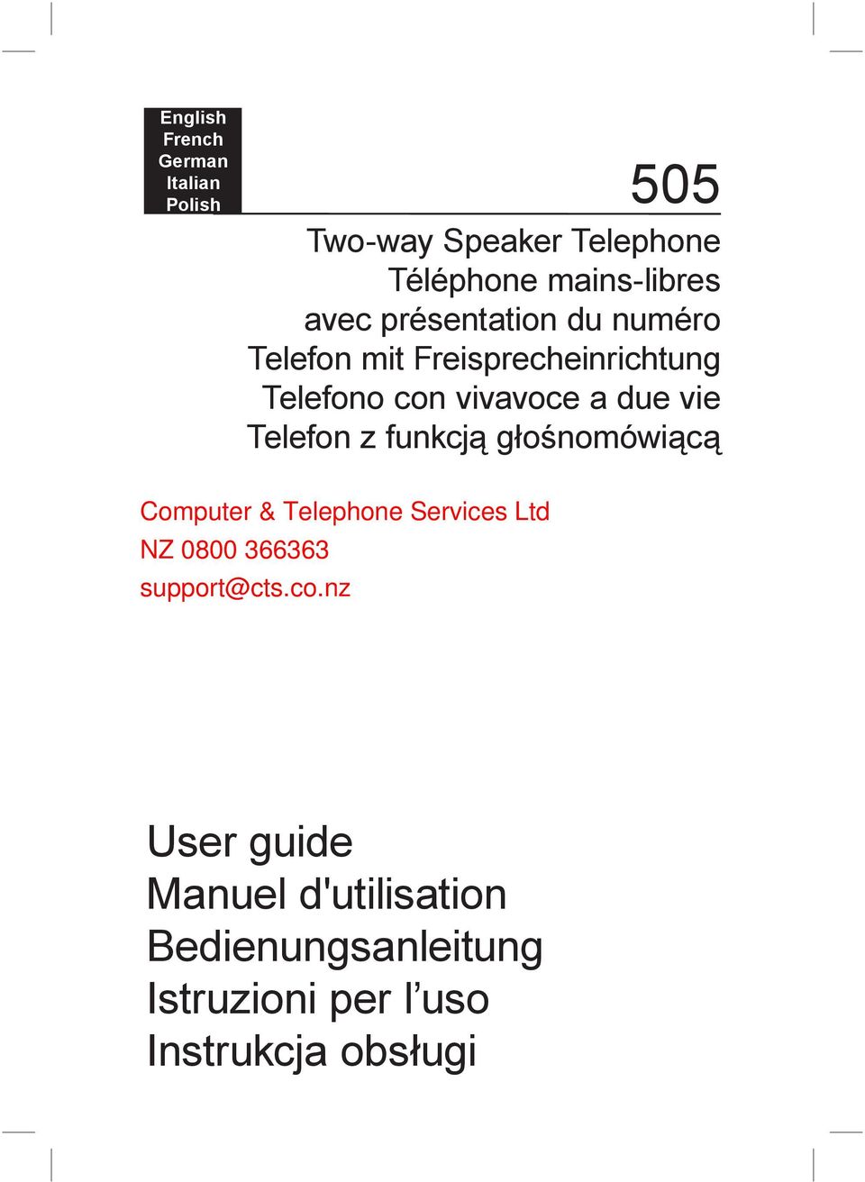 Telefon z funkcją głośnomówiącą Computer & Telephone Services Ltd NZ 0800 366363 support@cts.