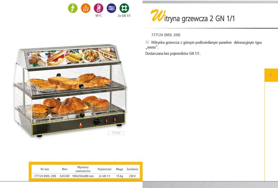 typu menu. Dostarczana bez pojemników GN 1/1.