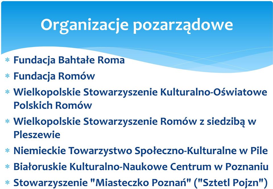 Romów z siedzibą w Pleszewie Niemieckie Towarzystwo Społeczno-Kulturalne w Pile