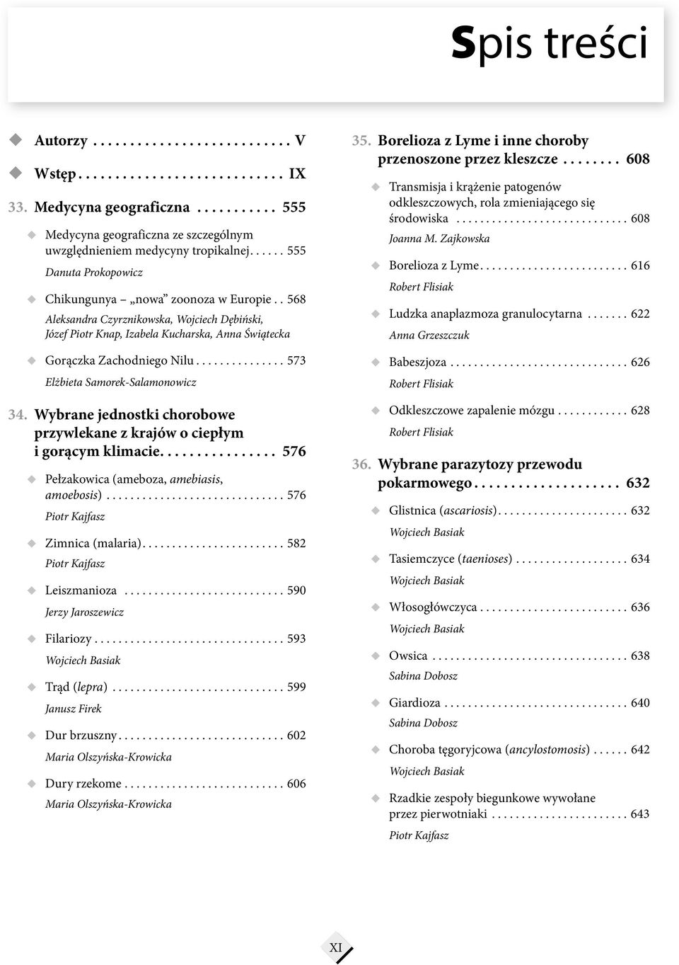 .............. 573 Elżbieta Samorek-Salamonowicz 34. Wybrane jednostki chorobowe przywlekane z krajów o ciepłym i gorącym klimacie................ 576 Pełzakowica (ameboza, amebiasis, amoebosis).
