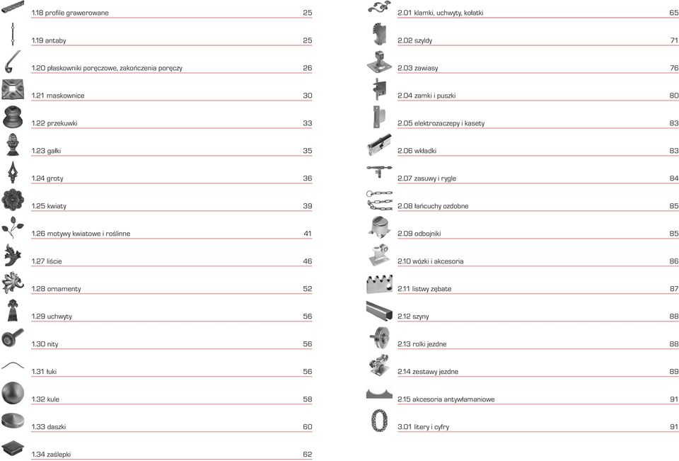 25 kwiaty 39 2.08 łańcuchy ozdobne 85 1.26 motywy kwiatowe i roślinne 41 2.09 odbojniki 85 1.27 liście 46 2.10 wózki i akcesoria 86 1.28 ornamenty 52 2.