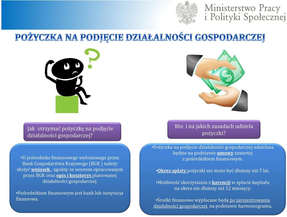 działalności gospodarczej. Pośrednikiem finansowym jest bank lub instytucja finansowa. Kto i na jakich zasadach udziela pożyczki?