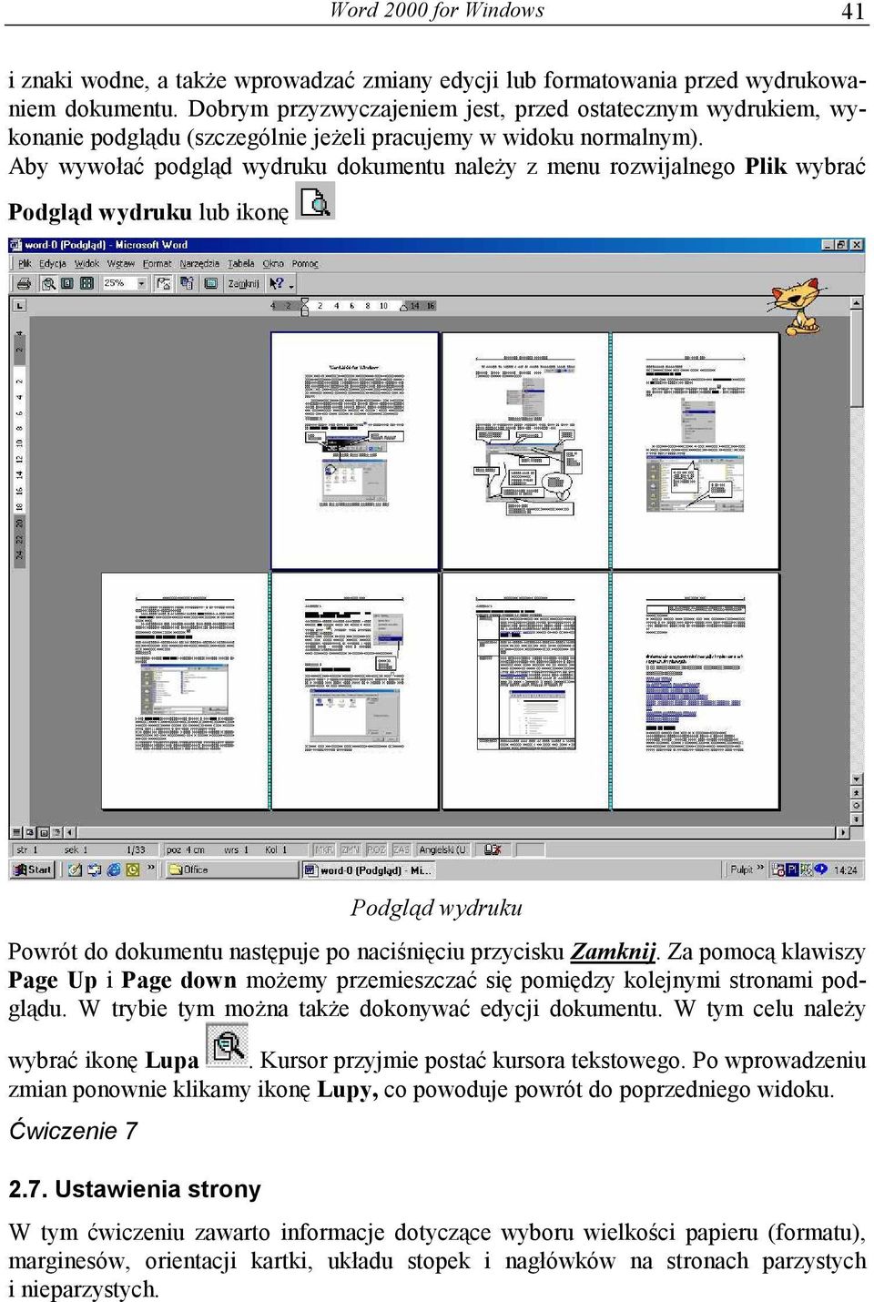 Aby wywołać podgląd wydruku dokumentu należy z menu rozwijalnego Plik wybrać Podgląd wydruku lub ikonę Podgląd wydruku Powrót do dokumentu następuje po naciśnięciu przycisku Zamknij.