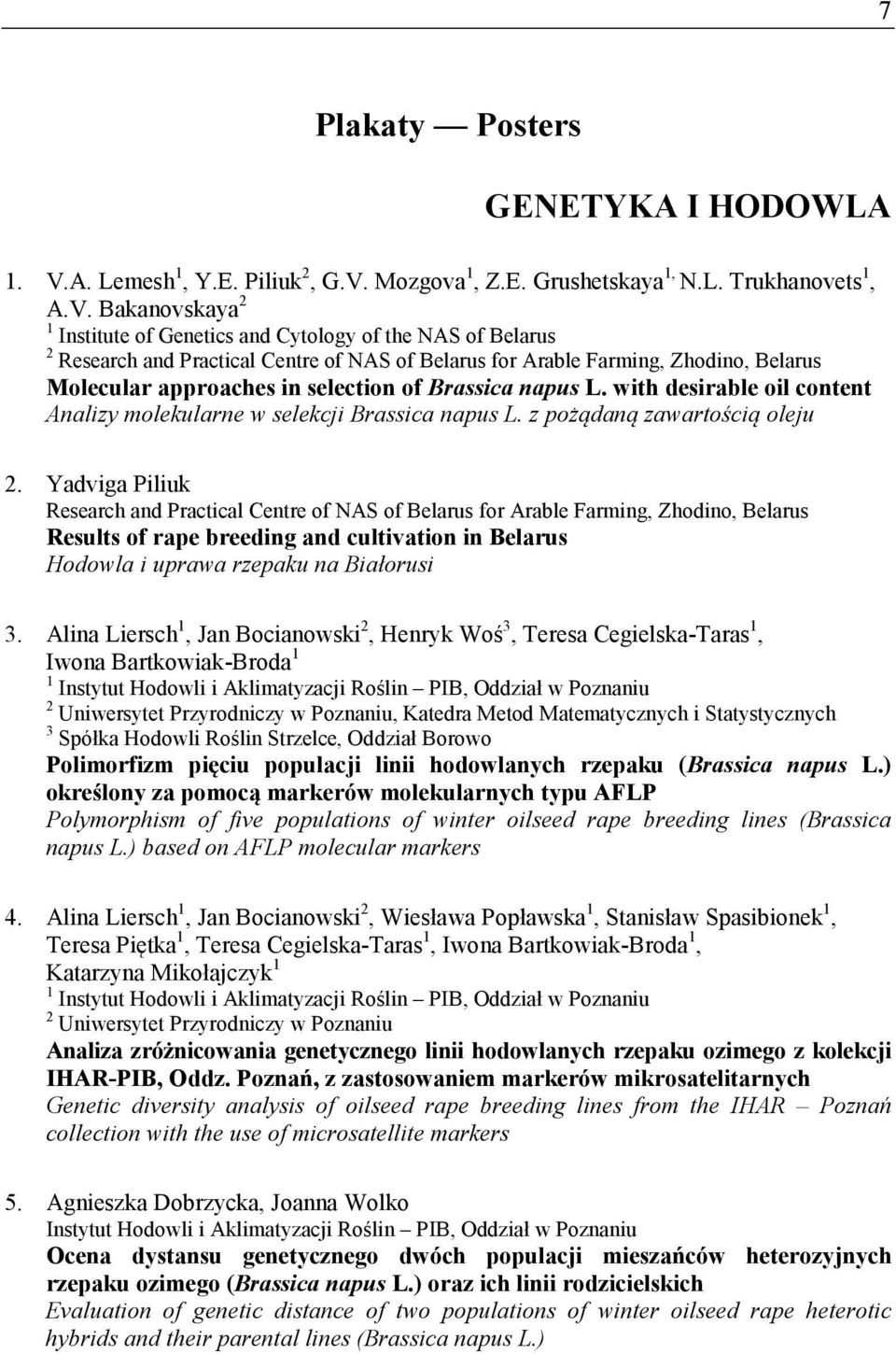 Mozgova 1, Z.E. Grushetskaya 1, N.L. Trukhanovets 1, A.V.
