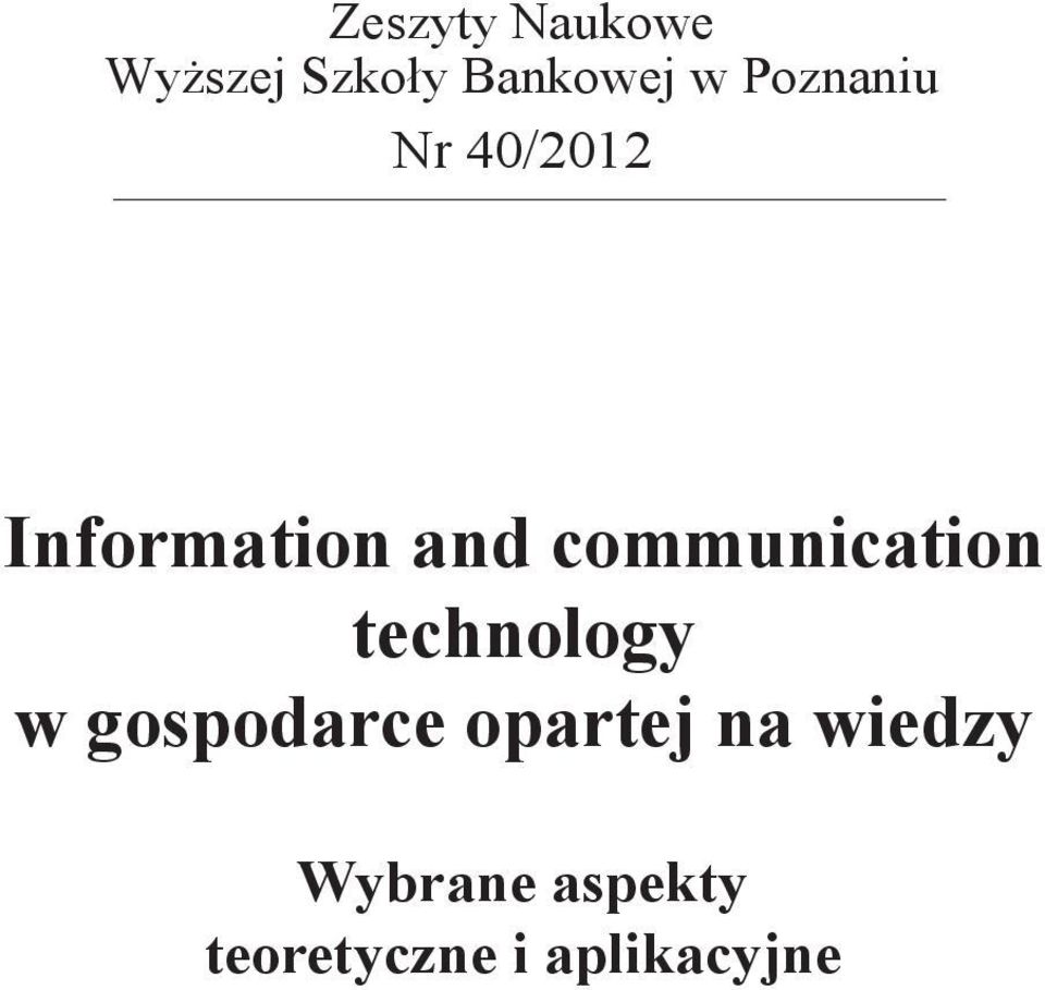 gospodarce opartej na wiedzy ICT w gospodarce opartej