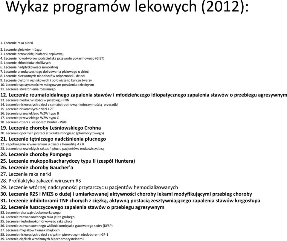 Leczenie dystonii ogniskowych i połowiczego kurczu twarzy 10. Leczenie spastyczności w mózgowym porażeniu dziecięcym 11. Leczenie stwardnienia rozsianego 12.