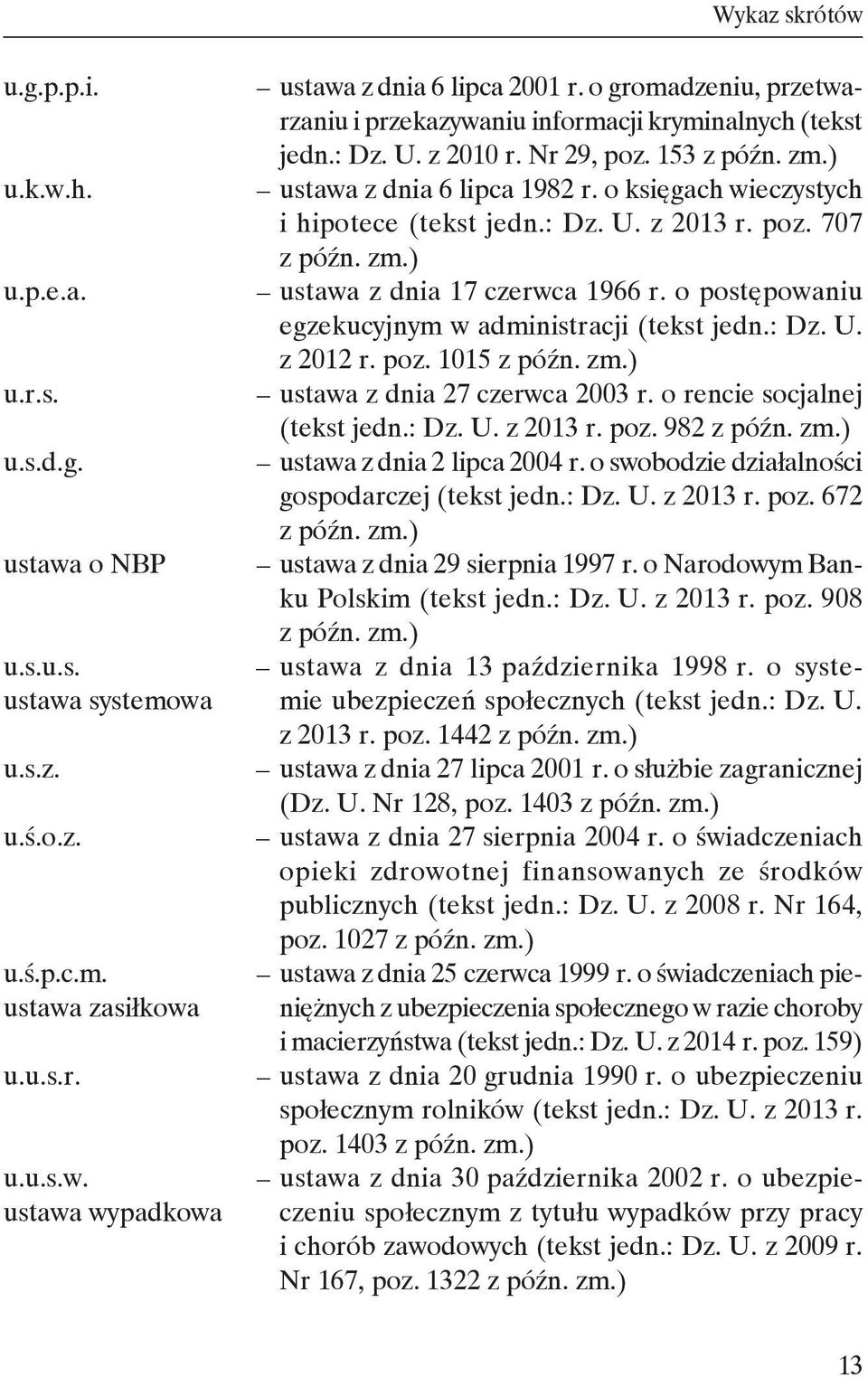 o księgach wieczystych i hipotece (tekst jedn.: Dz. U. z 2013 r. poz. 707 z późn. zm.) ustawa z dnia 17 czerwca 1966 r. o postępowaniu egzekucyjnym w administracji (tekst jedn.: Dz. U. z 2012 r. poz. 1015 z późn.