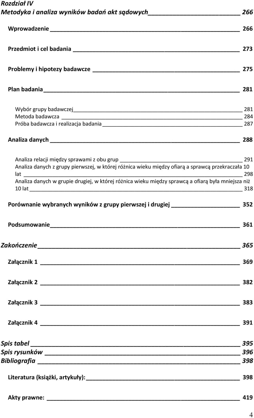 sprawcą przekraczała 10 lat 298 Analiza danych w grupie drugiej, w której różnica wieku między sprawcą a ofiarą była mniejsza niż 10 lat 318 Porównanie wybranych wyników z grupy pierwszej i