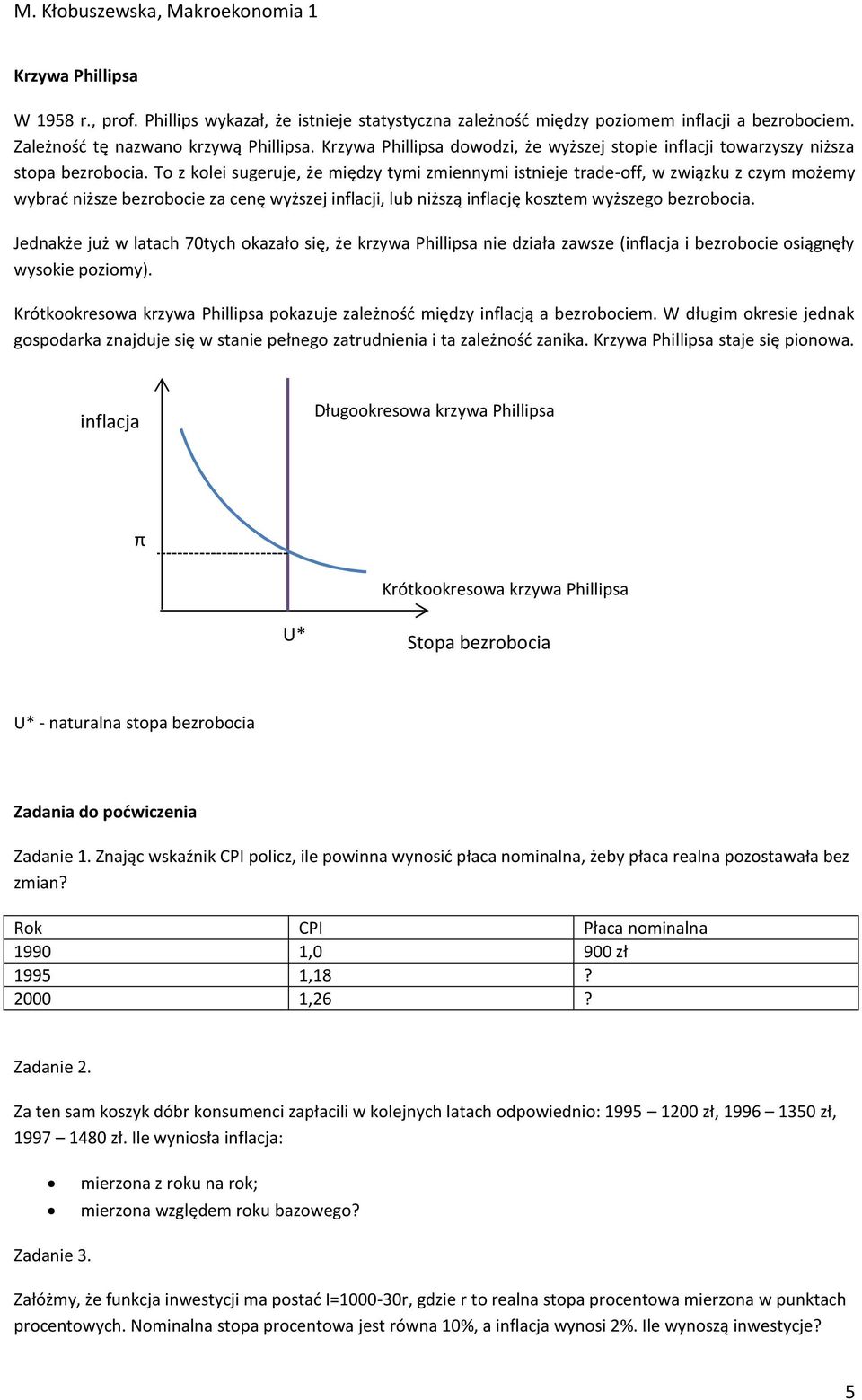 To z kolei sugeruje, że między tymi zmiennymi istnieje trade-off, w związku z czym możemy wybrać niższe bezrobocie za cenę wyższej inflacji, lub niższą inflację kosztem wyższego bezrobocia.