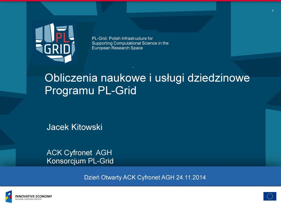 usługi dziedzinowe Programu PL-Grid Jacek Kitowski ACK