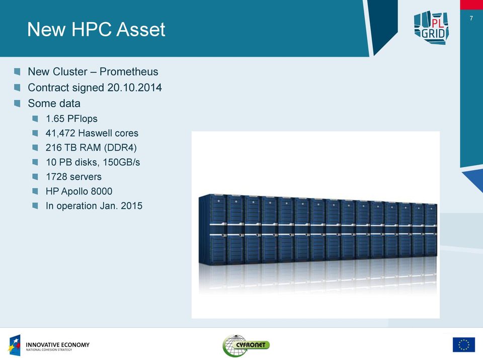 65 PFlops 41,472 Haswell cores 216 TB RAM (DDR4)