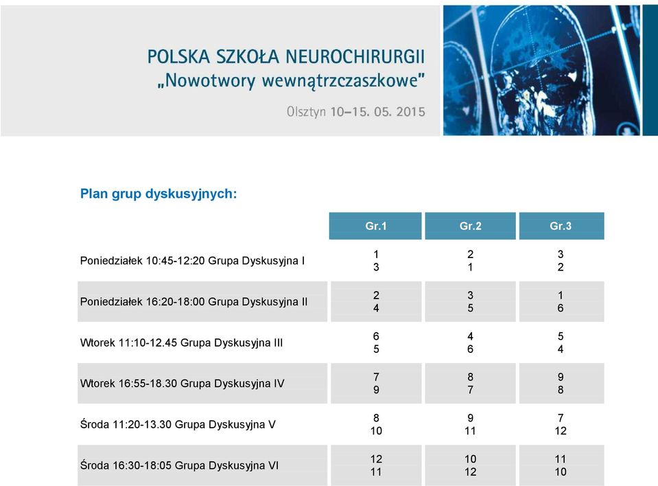 Dyskusyjna II 2 4 3 5 1 6 Wtorek 11:10-12.