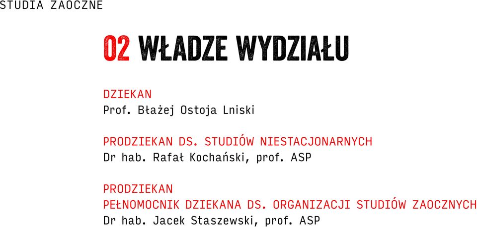 STUDIÓW NIESTACJONARNYCH Dr hab. Rafał Kochański, prof.