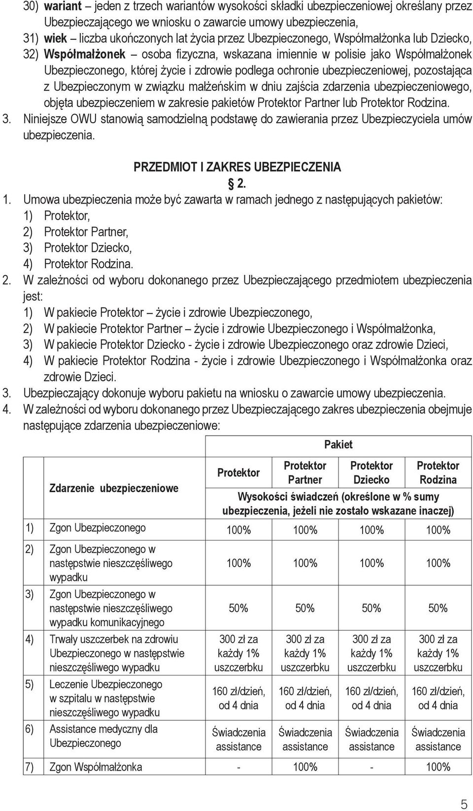 pozostająca z Ubezpieczonym w związku małżeńskim w dniu zajścia zdarzenia ubezpieczeniowego, objęta ubezpieczeniem w zakresie pakietów Protektor Partner lub Protektor Rodzina. 3.