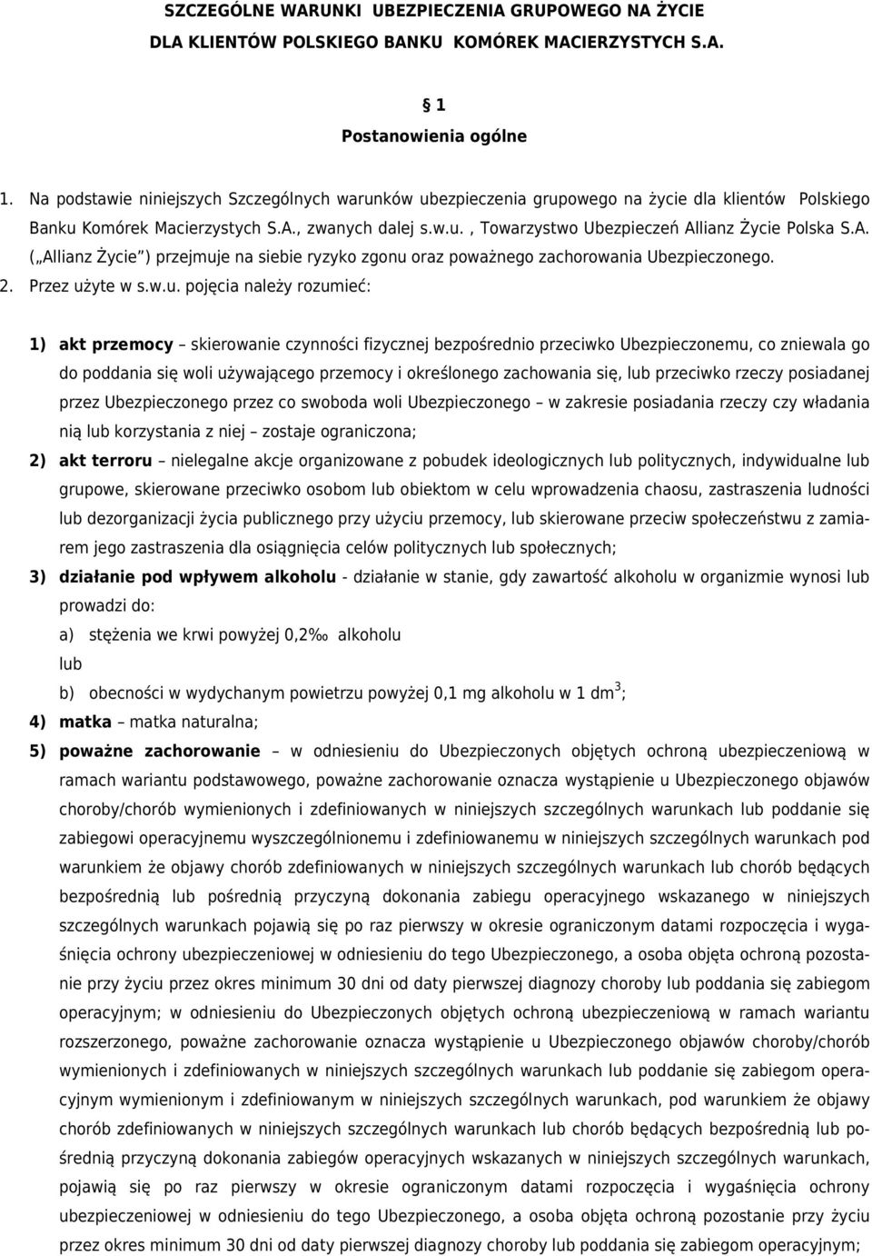 A. ( Allianz Życie ) przejmuj