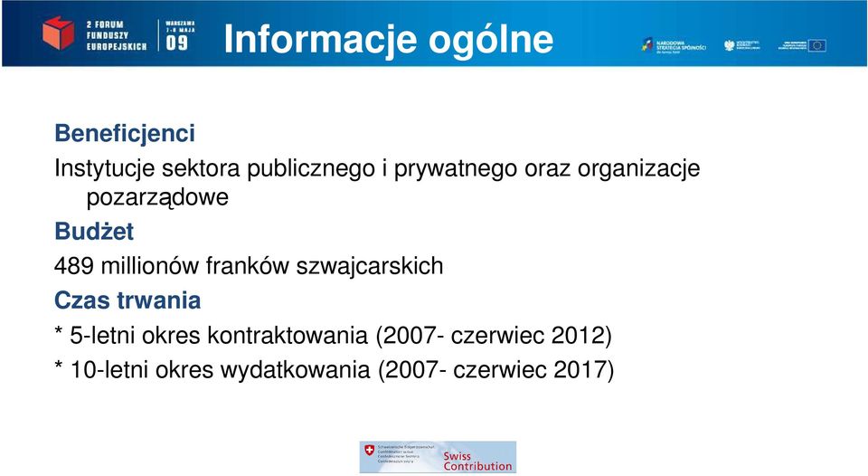 franków szwajcarskich Czas trwania * 5-letni okres kontraktowania