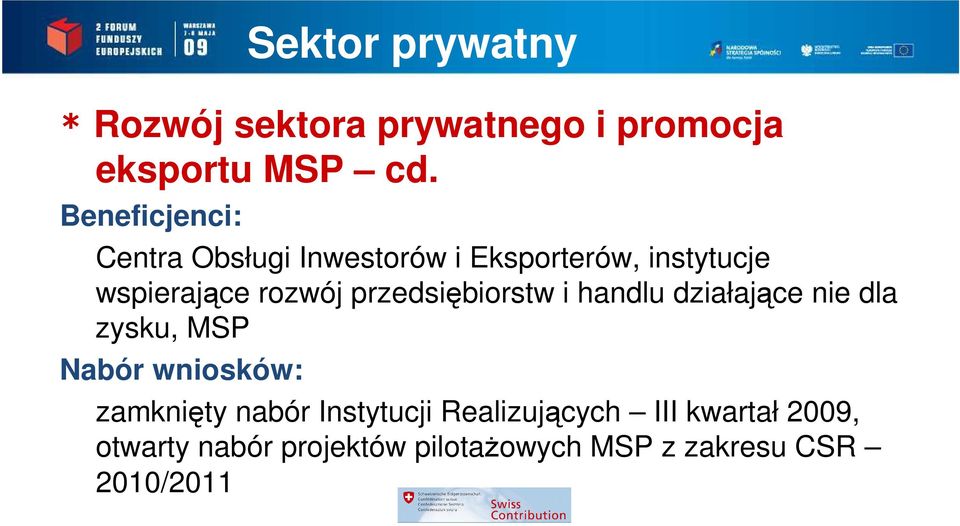 przedsiębiorstw i handlu działające nie dla zysku, MSP Nabór wniosków: zamknięty nabór