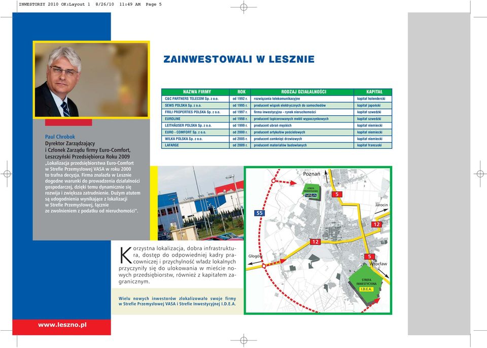 Firma znalazła w Lesznie dogodne warunki do prowadzenia działalności gospodarczej, dzięki temu dynamicznie się rozwija i zwiększa zatrudnienie.