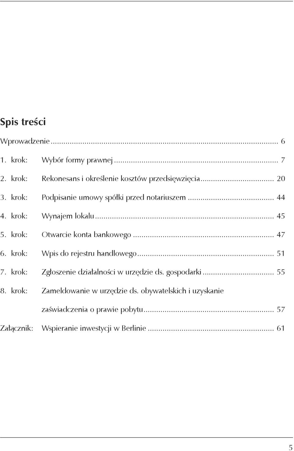 krok: Wpis do rejestru handlowego... 51 7. krok: Zgłoszenie działalności w urzędzie ds. gospodarki... 55 8.