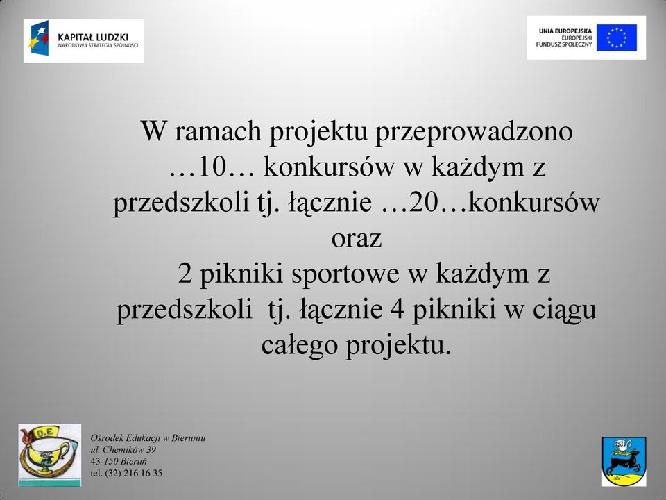 łącznie 20 konkursów oraz 2 pikniki sportowe w 