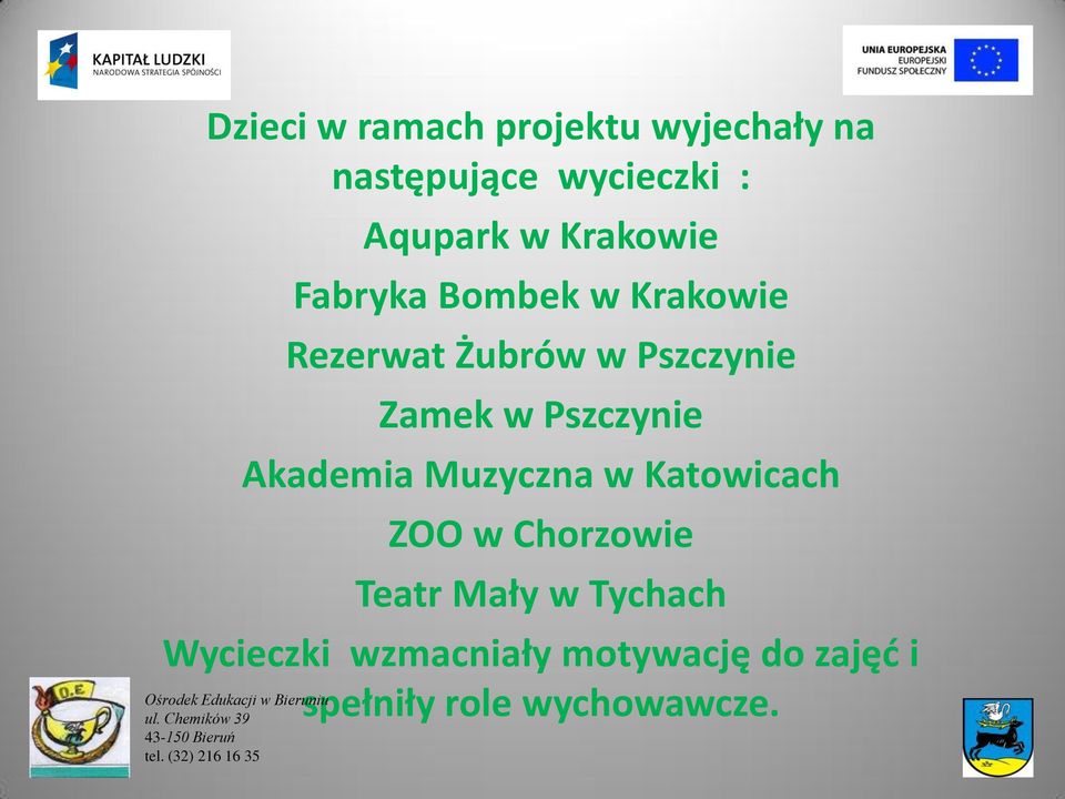 Pszczynie Akademia Muzyczna w Katowicach ZOO w Chorzowie Teatr Mały w Tychach