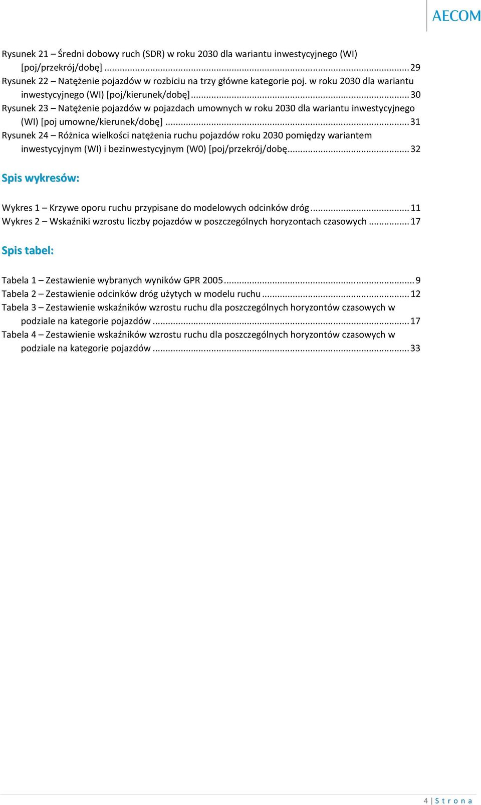 .. 31 Rysunek 24 Różnica wielkości natężenia ruchu pojazdów roku 2030 pomiędzy wariantem inwestycyjnym (WI) i bezinwestycyjnym (W0) [poj/przekrój/dobę.