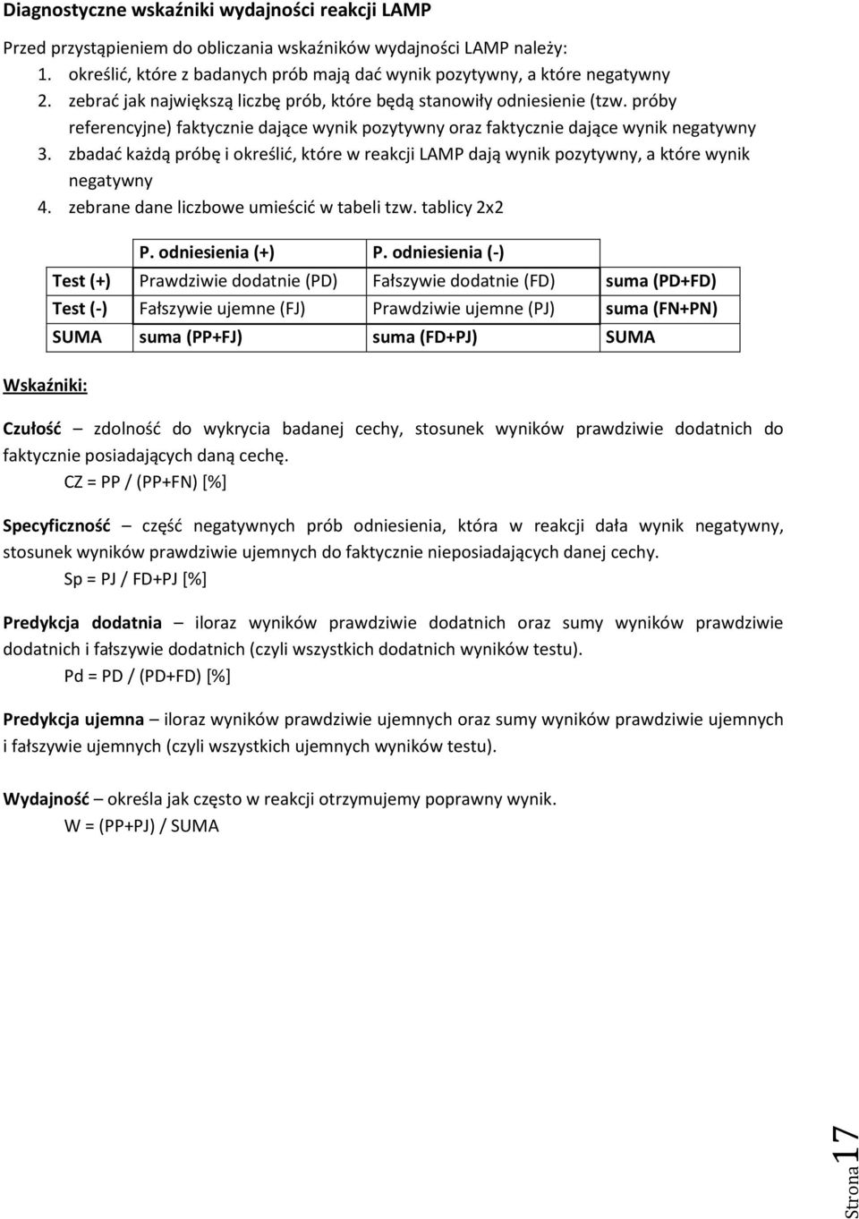 próby referencyjne) faktycznie dające wynik pozytywny oraz faktycznie dające wynik negatywny 3. zbadać każdą próbę i określić, które w reakcji LAMP dają wynik pozytywny, a które wynik negatywny 4.