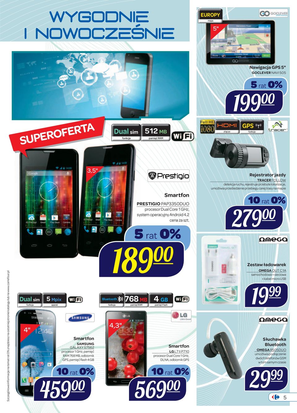 2 189 00 768 MB pamięć RAM 4 GB pamięć Flash Smartfon LG L7 II P710 procesor Dual Core 1 GHz, DLNA, odbiornik GPS 569 00 Rejestrator jazdy TRACER FOLLOW detekcja ruchu, rejestruje przebyte