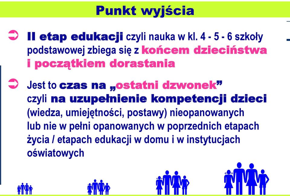czas na ostatni dzwonek czyli na uzupełnienie kompetencji dzieci (wiedza, umiejętności,