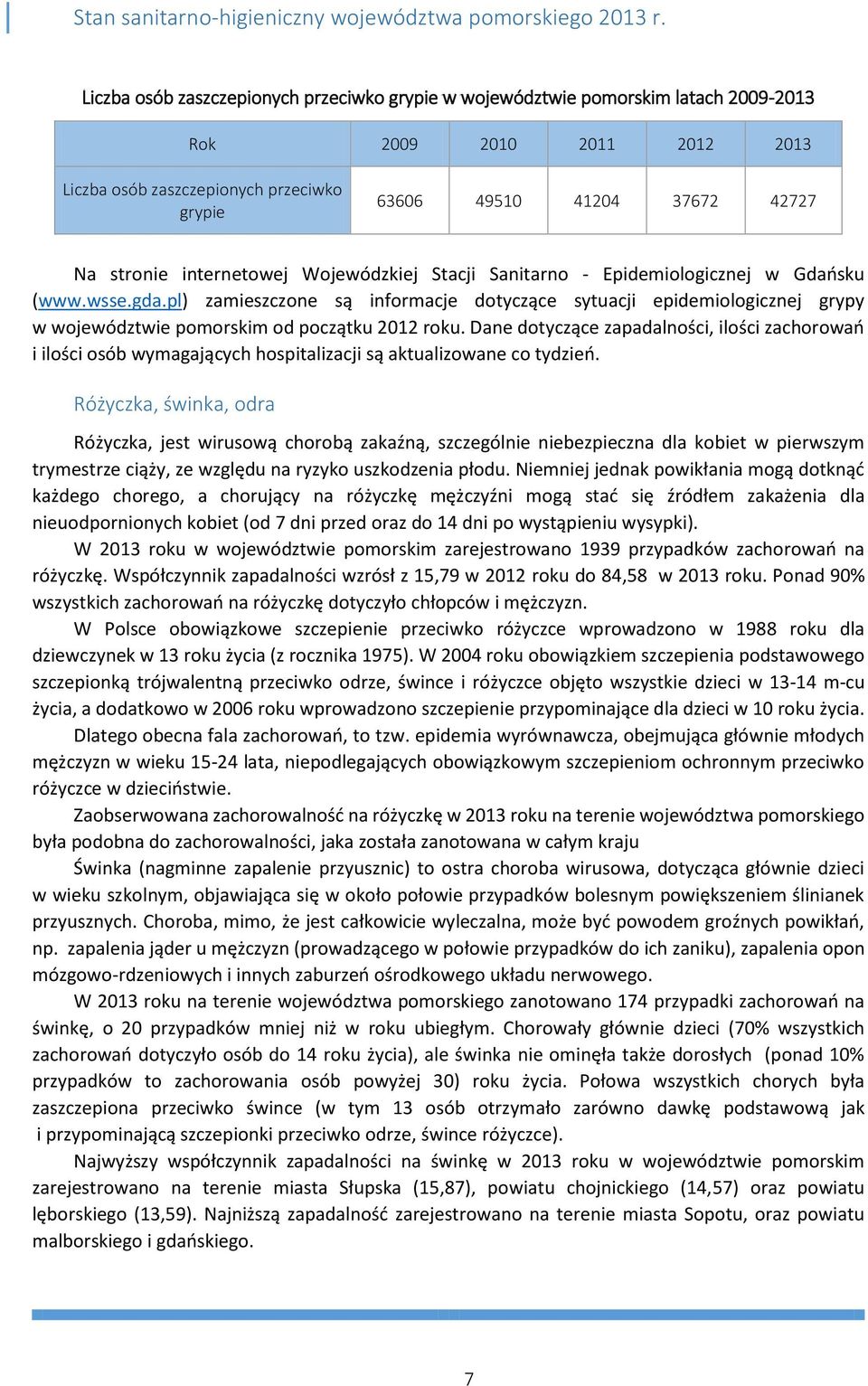 pl) zamieszczone są informacje dotyczące sytuacji epidemiologicznej grypy w województwie pomorskim od początku 2012 roku.