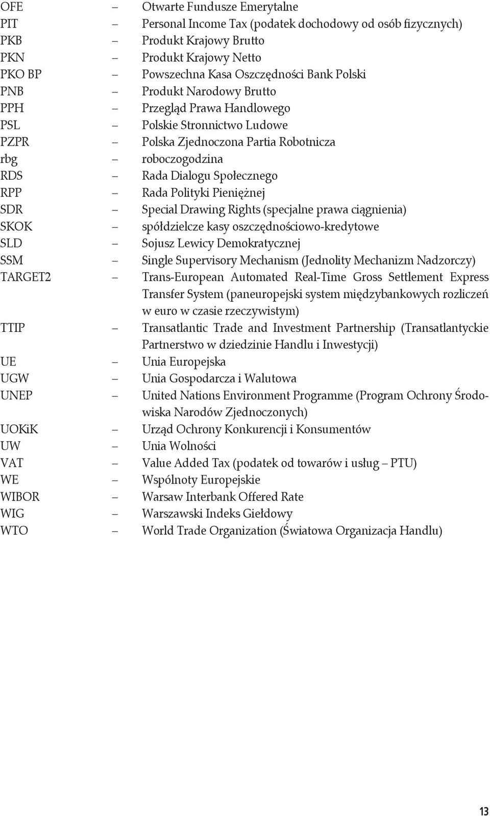 Pieniężnej SDR Special Drawing Rights (specjalne prawa ciągnienia) SKOK spółdzielcze kasy oszczędnościowo-kredytowe SLD Sojusz Lewicy Demokratycznej SSM Single Supervisory Mechanism (Jednolity