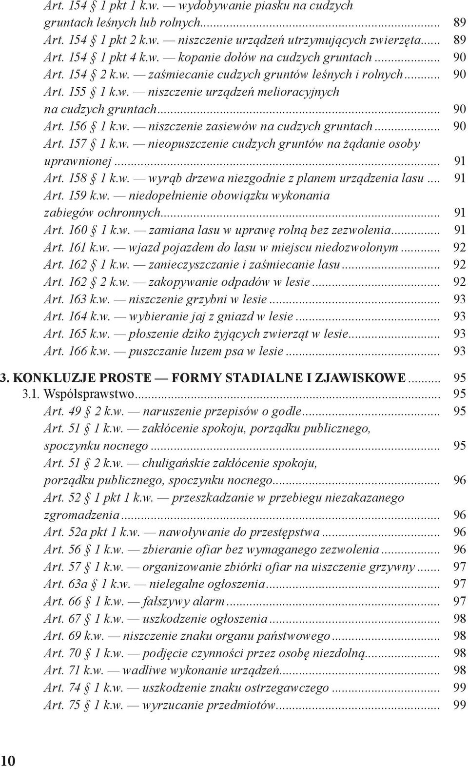 .. 90 Art. 157 1 k.w. nieopuszczenie cudzych gruntów na żądanie osoby uprawnionej... 91 Art. 158 1 k.w. wyrąb drzewa niezgodnie z planem urządzenia lasu... 91 Art. 159 k.w. niedopełnienie obowiązku wykonania zabiegów ochronnych.